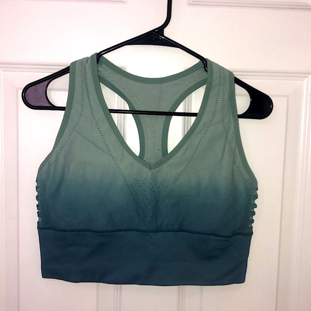 PINK Green/Blue Ombré Longline Sports Bra